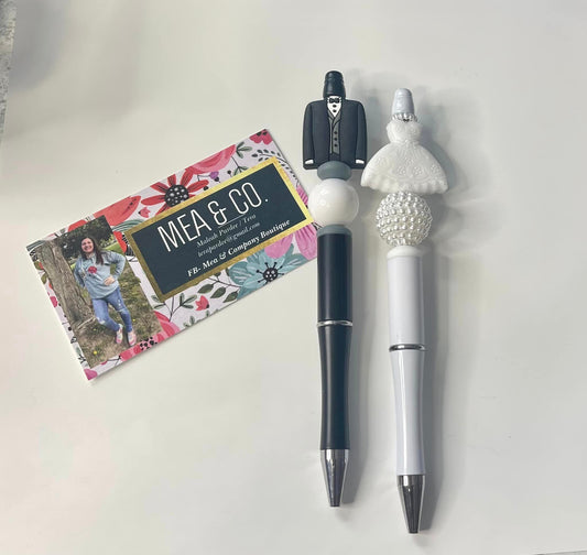 Bride & Groom Beaded Pen Set